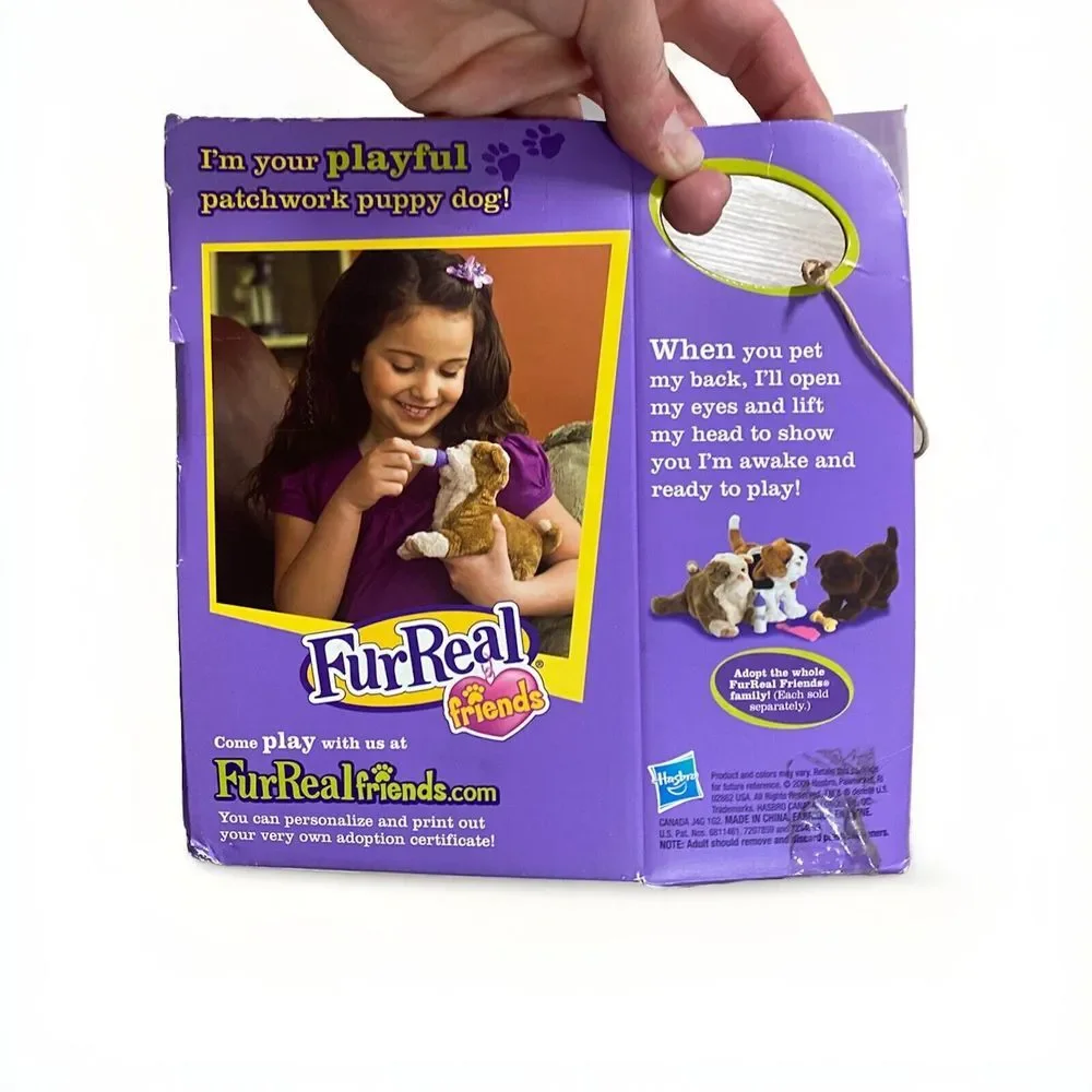 FurReal Friends Newborn Patchwork Puppy Plush Toy New Box Bottle‎ NIB *read* fur